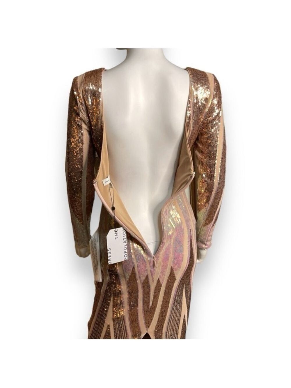 Dress The Population Black Label Emery Sequin Bodycon Midi Dress Size Small - Picture 11 of 14